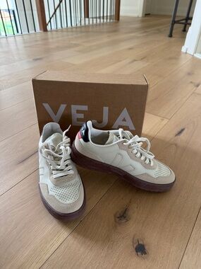 Veja Women's Cream Sneakers with Brown Sole and Black Heel Tab - New!